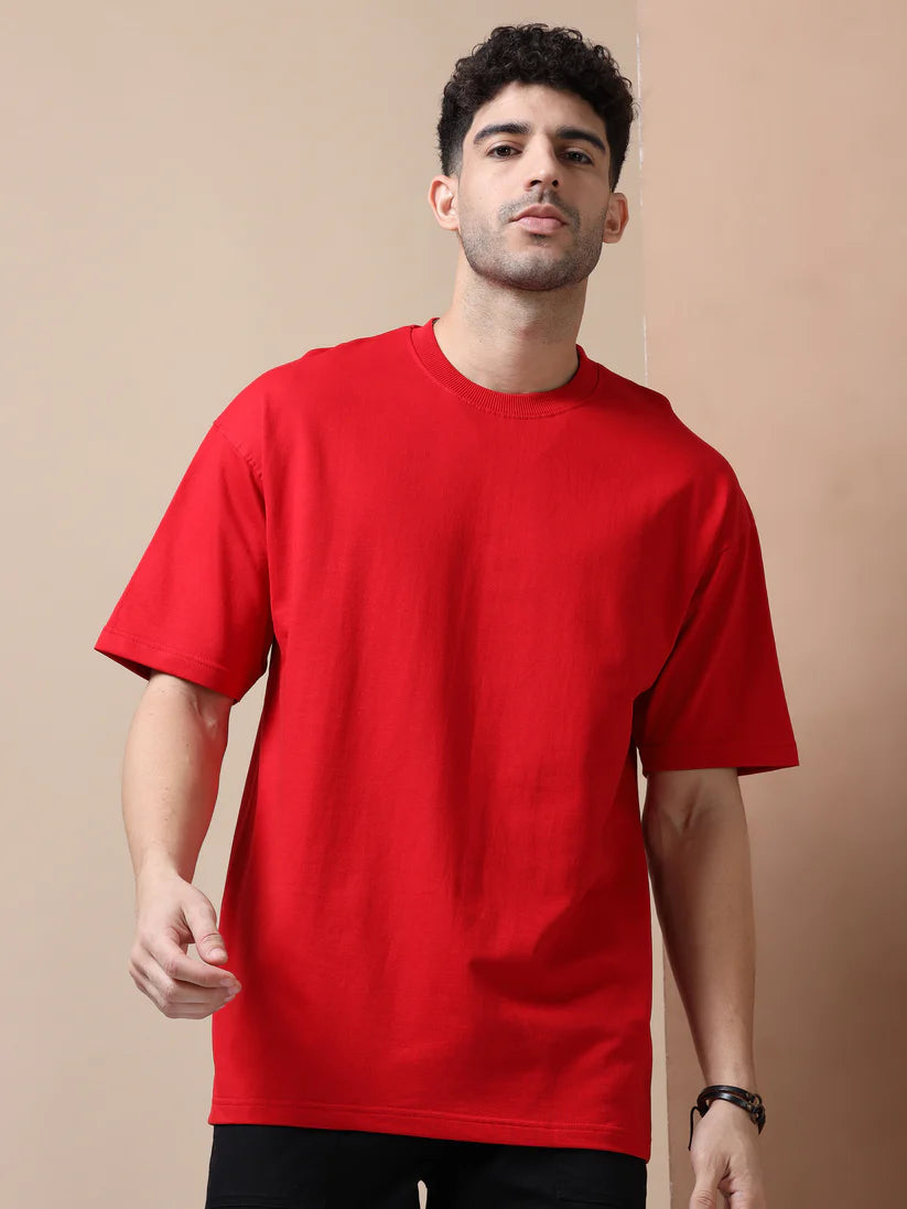 Men's 240 GSM Oversized Red T-Shirt
