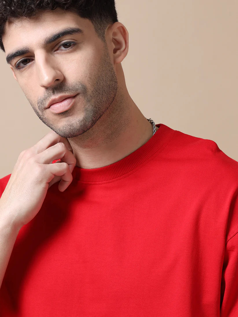 Men's 240 GSM Oversized Red T-Shirt