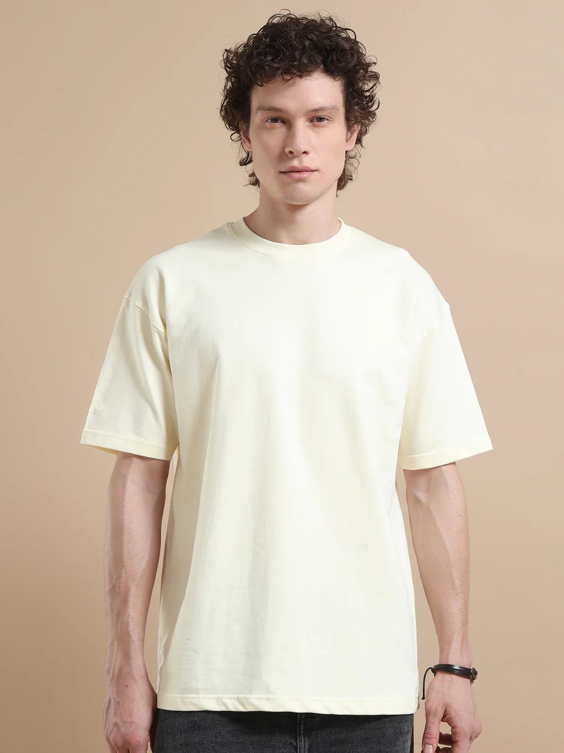 Men's 240 GSM Oversized Beige T-Shirt