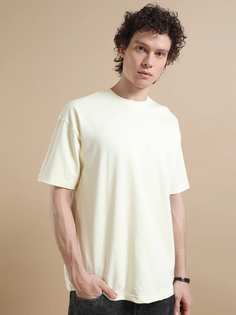 Men's 240 GSM Oversized Beige T-Shirt