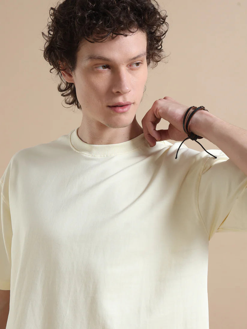 Men's 240 GSM Oversized Beige T-Shirt