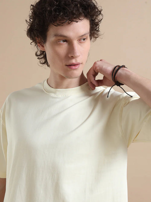 Men's 240 GSM Oversized Beige T-Shirt
