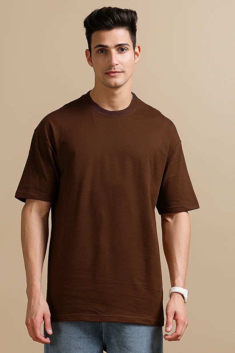 Men's 240 GSM Oversized Brown T-Shirt