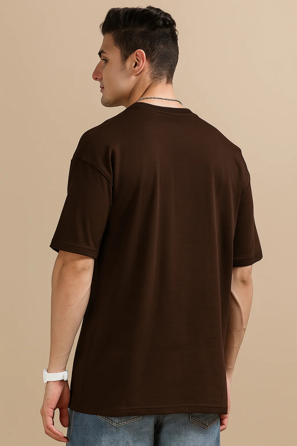 Men's 240 GSM Oversized Brown T-Shirt