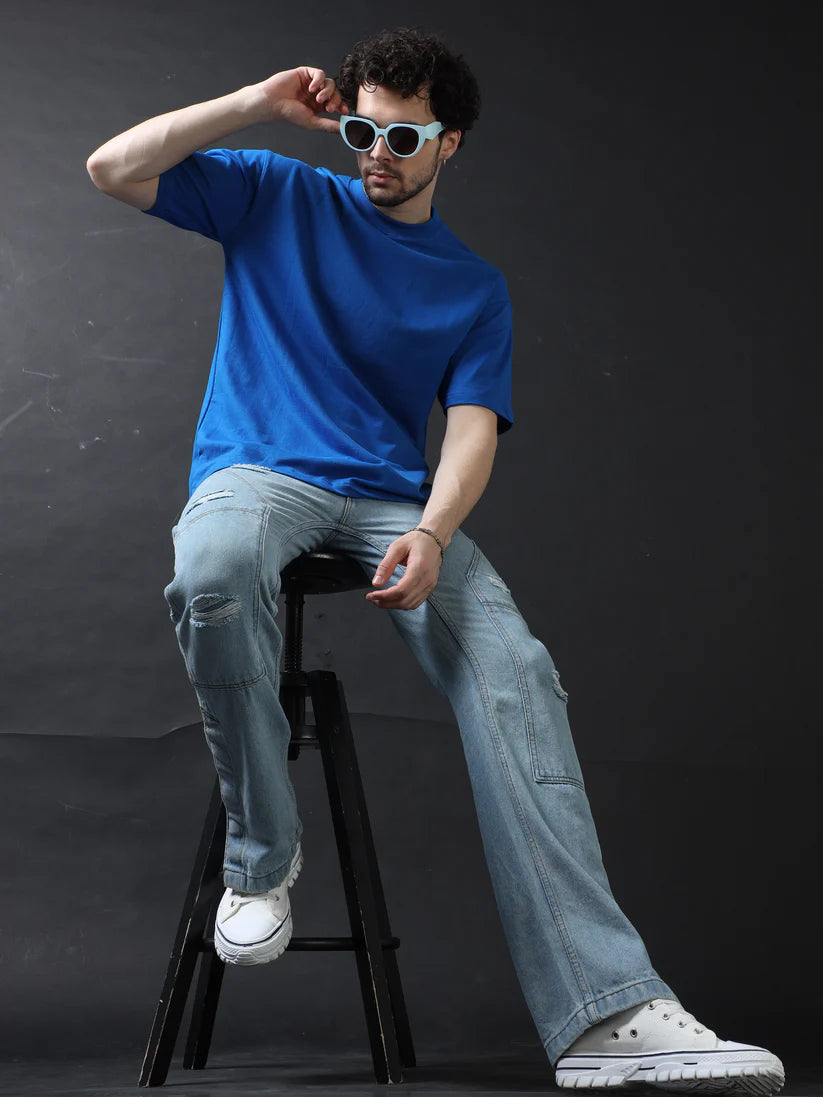 Men's 240 GSM Oversized Royal Blue T-Shirt