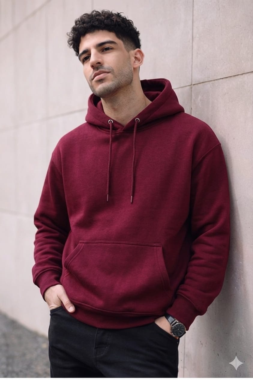 Mansleek 380 GSM Premium Maroon Oversized Hoodie