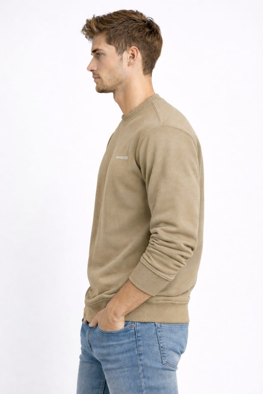 Mansleek 350 GSM Premium Beige Sweatshirt