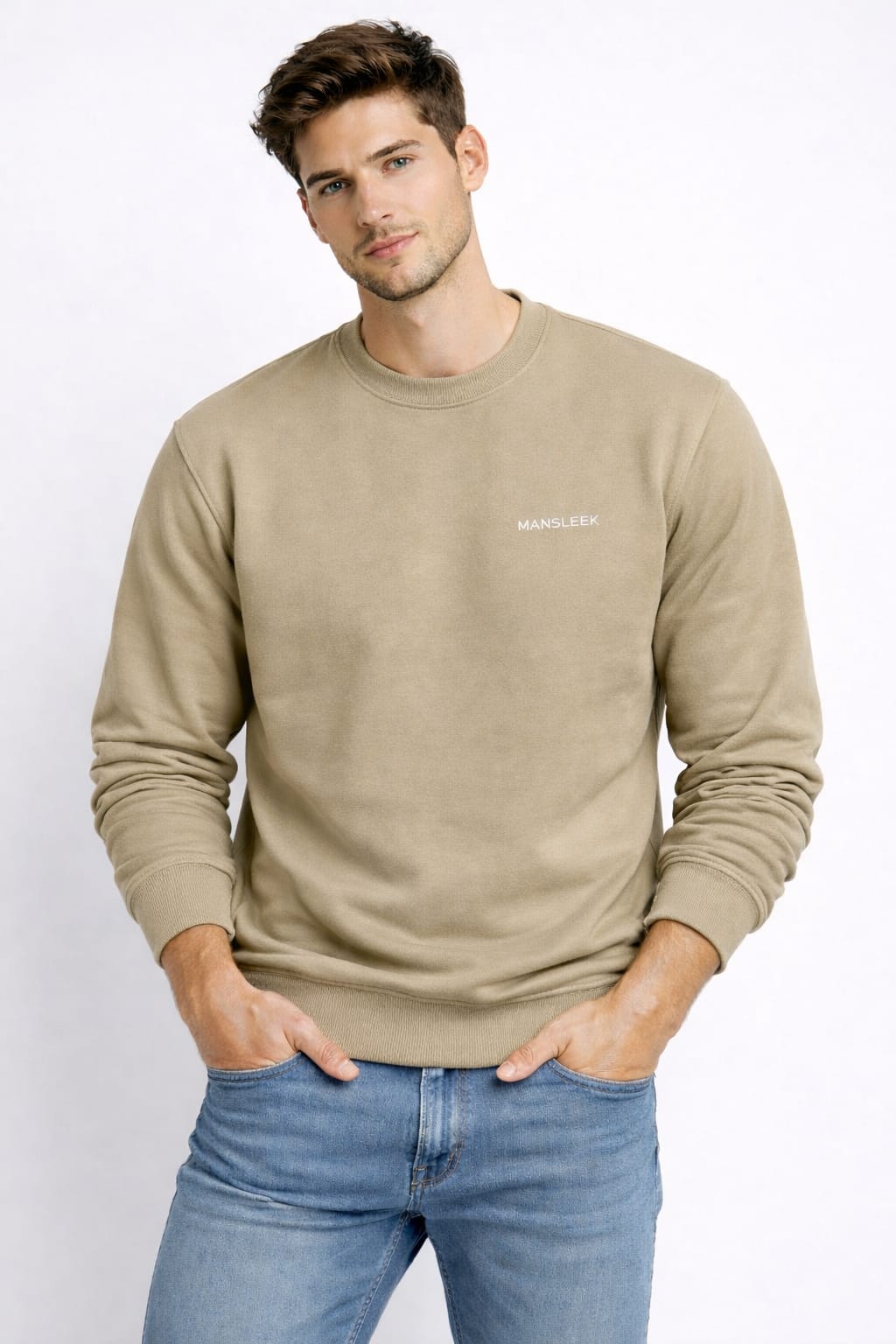 Mansleek 350 GSM Premium Beige Sweatshirt