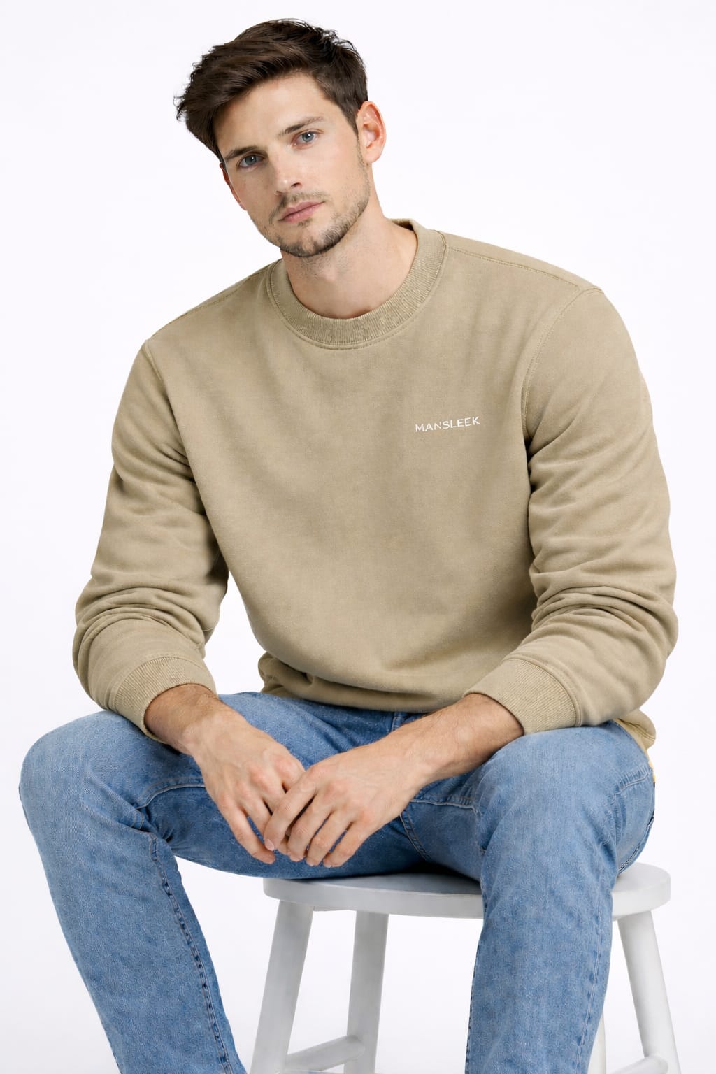 Mansleek 350 GSM Premium Beige Sweatshirt